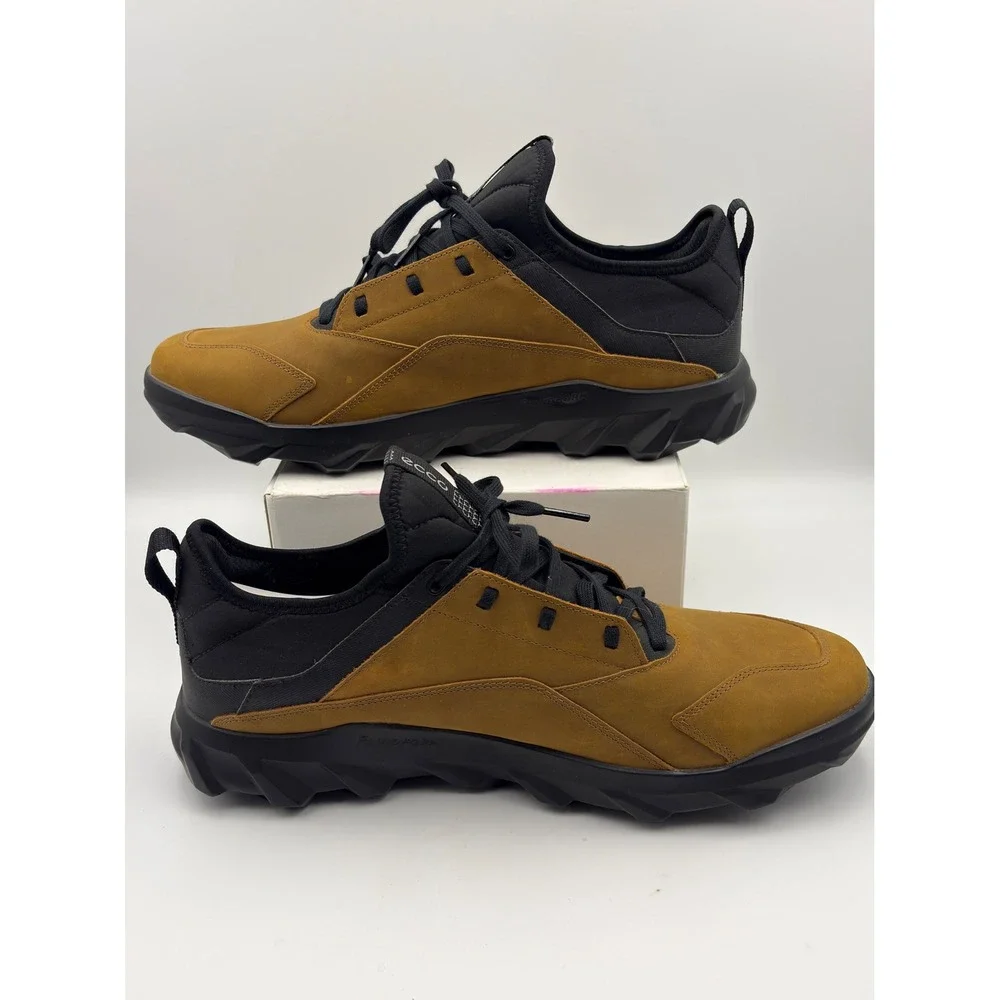 ECCO MX Mens Low Sneaker Amber Black Leather Outdoor Shoe 820184-52034 Size 46